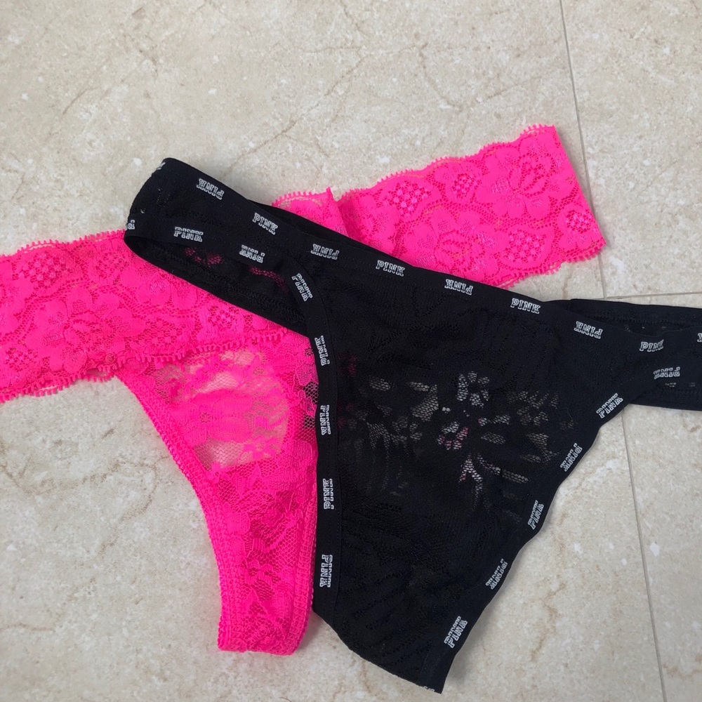 PINK and YANDY black and pink lace underwear